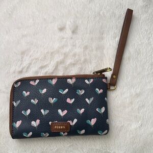 Fossil Navy Wristlet with Heart Design